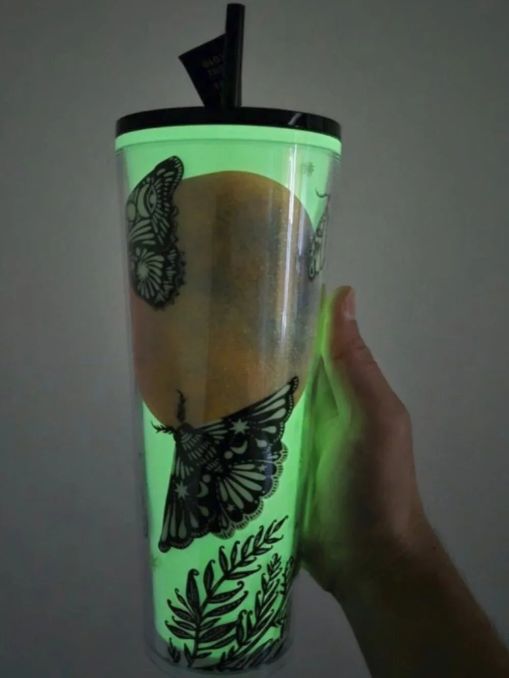 NIP! Starbucks 24 oz. 2025 Halloween Moth Moon Glow-in-the-Dark Tumbler